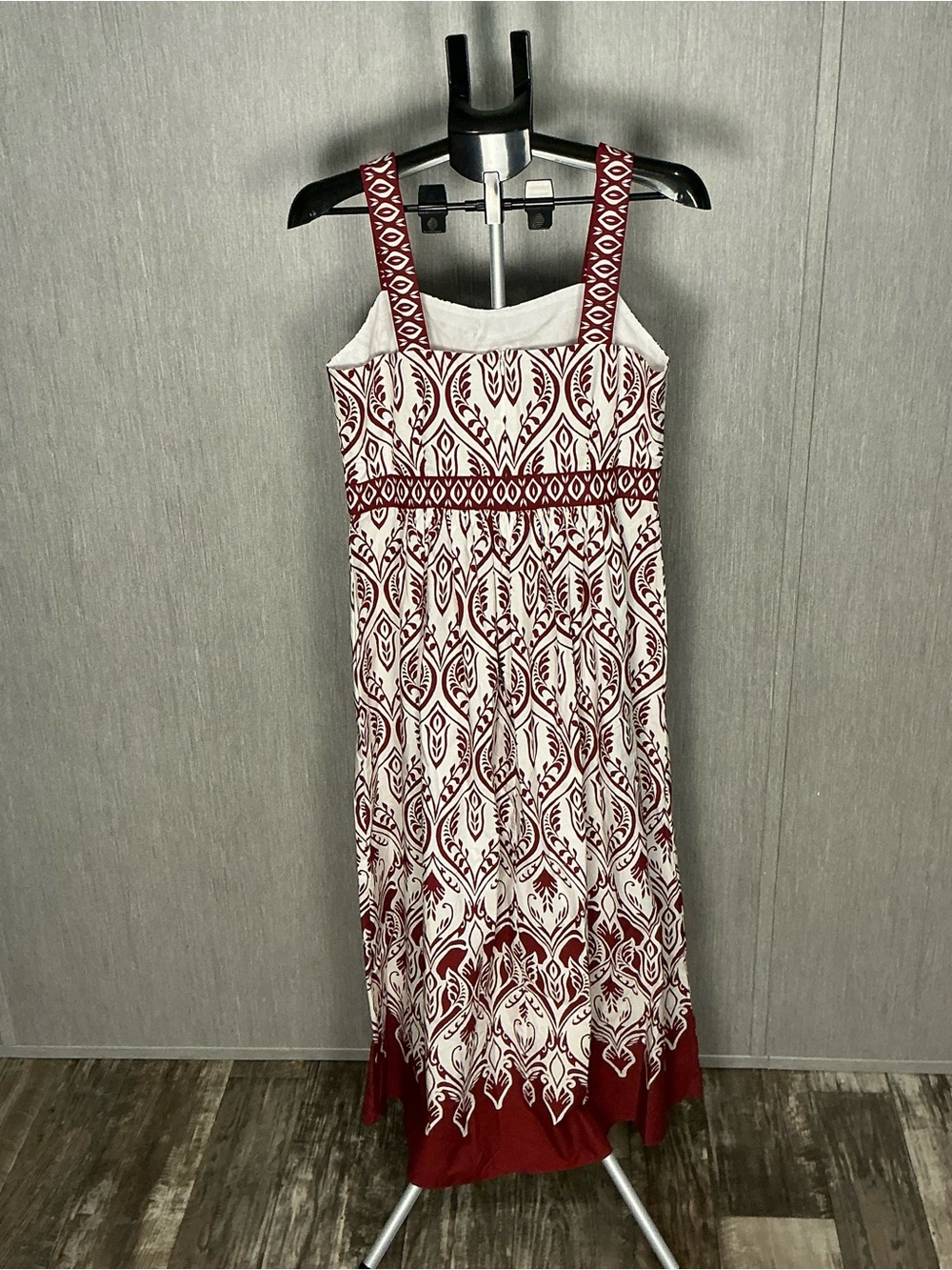 Talbots White and Burgundy Printed Maxi Dress Size 8 - Picture 11 of 12